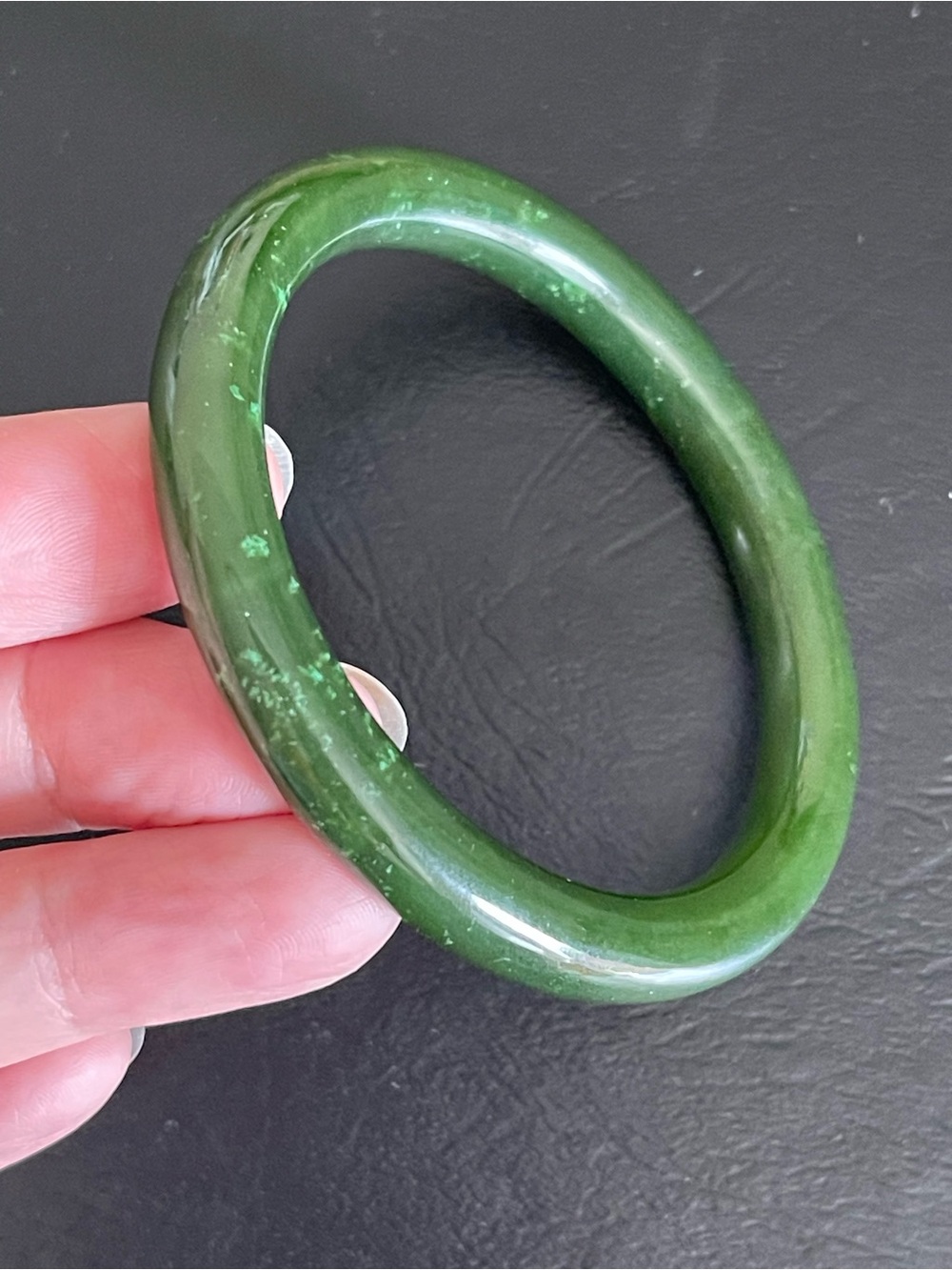 Genuine nephrite Jade Bangle Bracelet .